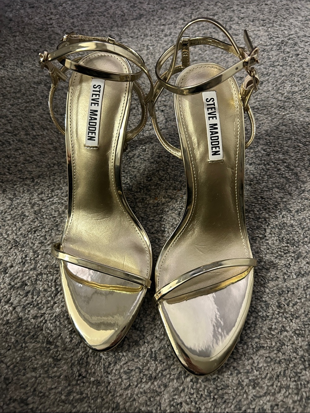 Steve Madden Women’s Metallic Gold Ankle-Strap Heels